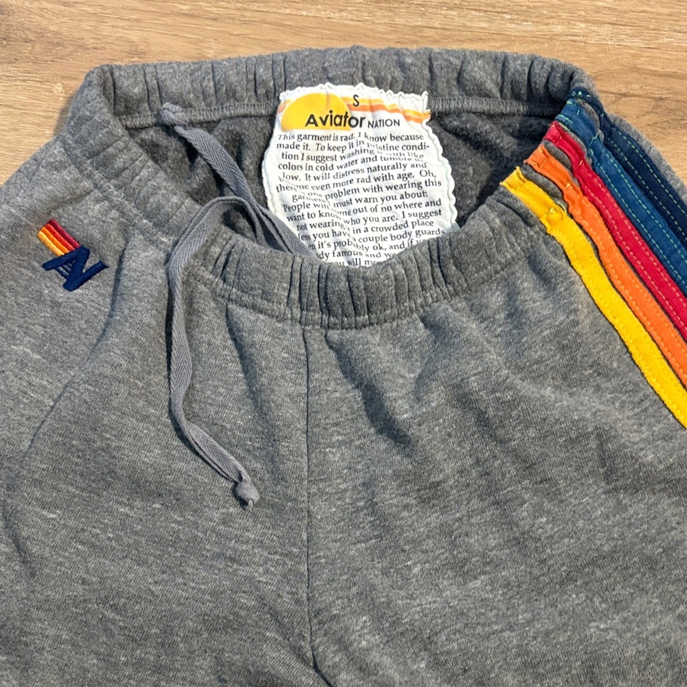 Aviator Nation 5 Stripe Zip Hoodie & Pants SET Heather Grey. Size Small 🌈 - Picture 5 of 5